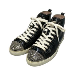 ミュウ ミュウ ハイカットスニーカー スタッズ エナメル 51 8556 レディース SIZE 37 Miu Miu 中古