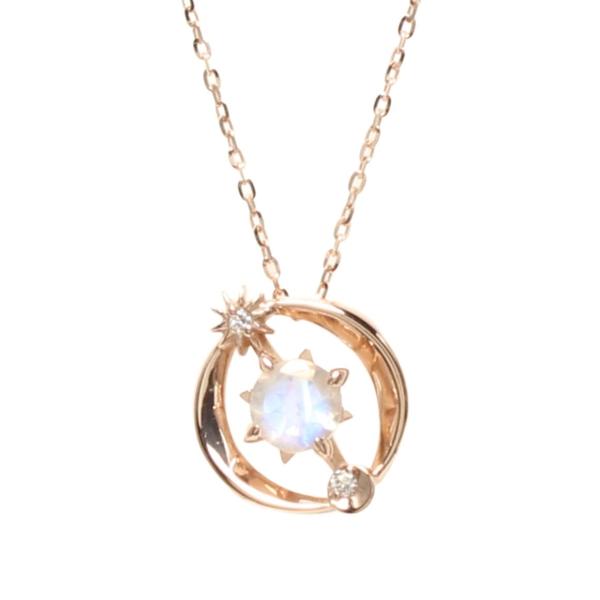 美品 スタージュエリー ネックレス K10 ロイヤルブルームーンストーン ダイヤ0.01ct レディ...
