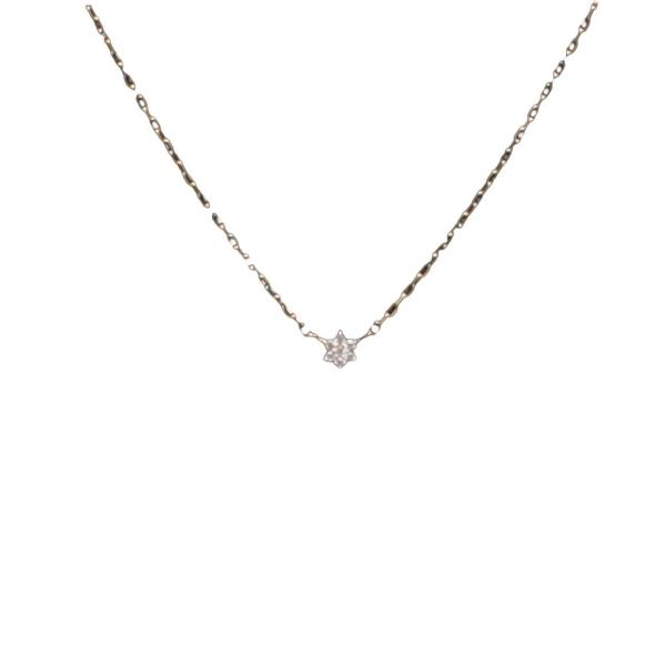 美品 スタージュエリー ネックレス K10 ダイヤ0.01ct DIAMOND SKINNY レディ...