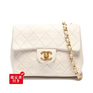 シャネル チェーンショルダーバッグ 斜め掛け ゴールド金具 シングルチェーン シングルフラップ ミニマトラッセ ラムスキン 1番台 レディース CHANEL 中古