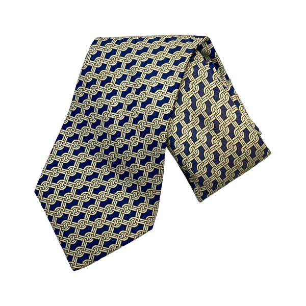 エルメス ネクタイ シルク 100% チェーン柄 7492 IA メンズ HERMES 中古