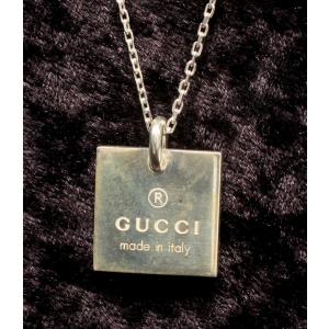 グッチ ネックレス SV925 ロゴ スクエアプレート レディース GUCCI 中古