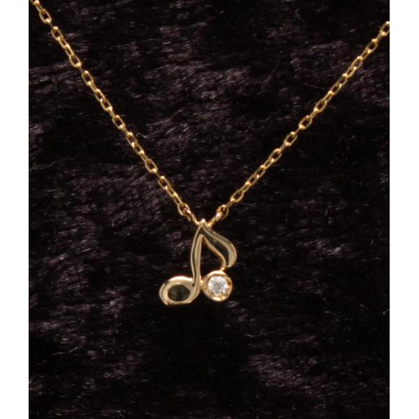 美品 スタージュエリー ネックレス K18 ダイヤ 0.01ct 音符モチーフ レディース STAR...