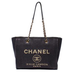 シャネル トートバッグ 肩掛け ゴールド金具 ミックスファイバー ドーヴィルMM レディース CHANEL 中古