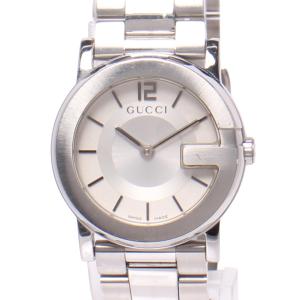 グッチ 腕時計 Gラウンド クオーツ ホワイト 101L レディース GUCCI 中古
