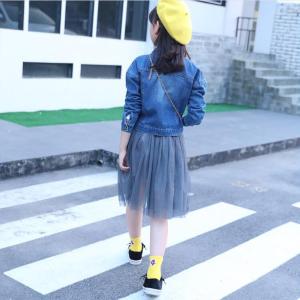 女児デニムコート 女の子デニムジャケット子供服 デニムジャケット ガールズ かわいいワンピース 春秋 通学 ベビー 2点セット 春服 普段着 Apaproduction Fr