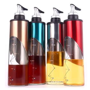 オイルボトル　オイルポット 液だれしない　オイル差し　調味料入れ　醤油差し 油差し　計量カップ　ガラス キッチン 飲食店 研磨器 650ml 2個