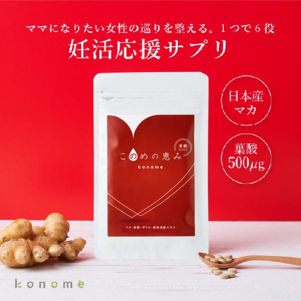 マカ サプリ このめの恵み 120粒30日分 国内産マカ 有機マカ 葉酸 亜鉛 鉄 ミネラル 妊活 ...