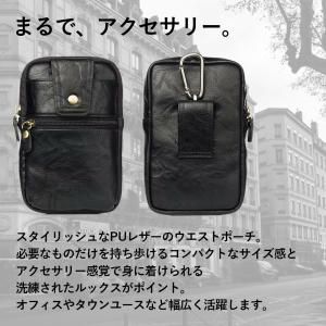 PUレザースマホポーチ ウエストポーチ ポシェ...の詳細画像1