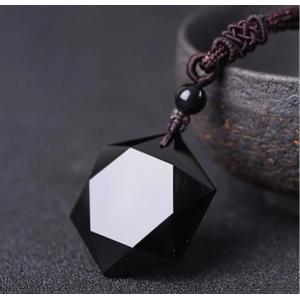 黒曜石 ペンダント 開運 六芒星 オブシディア...の詳細画像1