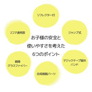 スクール傘 透明窓 2コマ 反射帯つき 無地 ...の詳細画像3