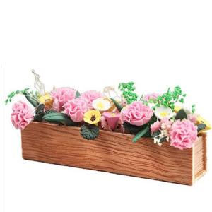 ミニチュア 雑貨 花壇  花 木製 フラワー ピンク ドールハウス キット 家具 1/12  子供 ...