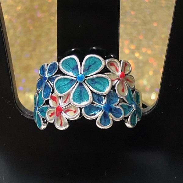 ブルーフラワー リング 指輪 花 青花 可愛い メガネ 眼鏡 フリーサイズ  今コレ 750502