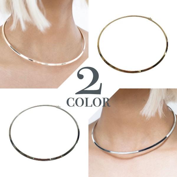 送料無料 シンプル メタル チョーカー ネックレス ゴールド シルバー シック シンプル モード フ...