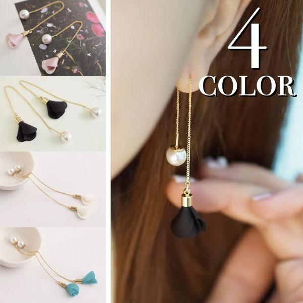 送料無料 3点以上50％オフ 花びら タッセル アメリカン ピアス バックキャッチ 花 フラワー パ...