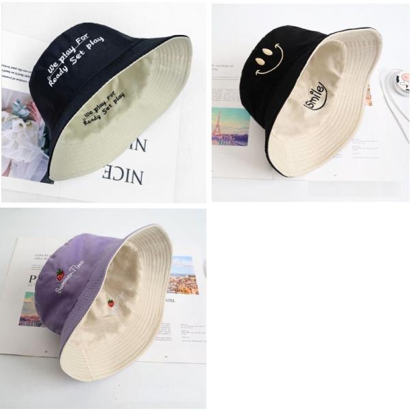 リバーシブル バケットハット 帽子 ワンポイント ロゴ入り 男女兼用 ユニセックス 男女兼用 アウト...