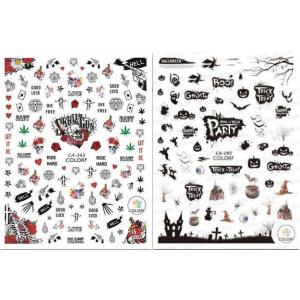 送料無料 ハロウィン ドクロネイルシール ドクロ バラ かぼちゃ クモ ネイルシール ネイルステッカ...