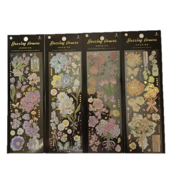 送料無料 立体箔押し 花シール ステッカー フレークシール 箔押し フラワー コラージュ 新作 シー...