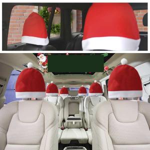 送料無料 ヘッドレストカバー クリスマス サンタ 2枚セット サンタ帽  カー用品 パーティー 車用品  921003｜humming-f