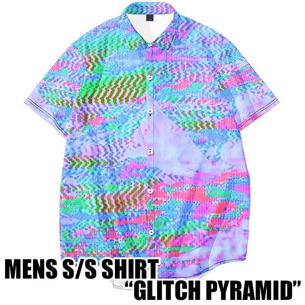 シャツ 半袖 GLITCH PYRAMID オープンシャツ 総柄 メンズファッション トップス メン...