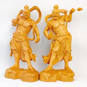 大型　仁王像　２体セット 仏像 陶器製 2体組 金仁王像 ア1体とウ1体のセット 規格 大 日本製