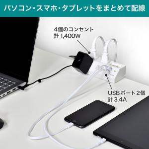 電源タップ 2m usb 6個口 usb付き ...の詳細画像1