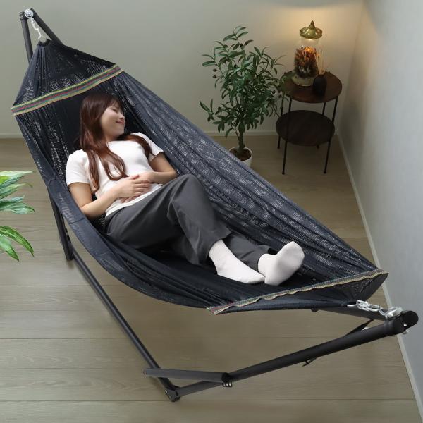 ハンモック 室内 自立式 折りたたみ 水洗い お昼寝 アウトドア 自立式ハンモック 組立簡単 ハンモ...