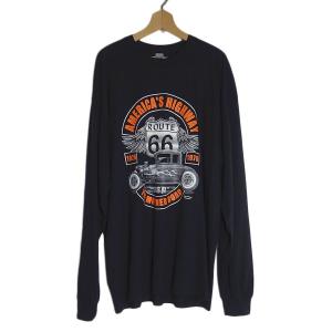 新品 大きいサイズ ROUTE 66 ロングスリーブ tシャツ プリントTシャツ メンズ 2XL 黒色 ティーシャツ GILDAN｜hurugiyaretro