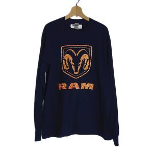 新品 ロングスリーブ Tシャツ 長袖 GILDAN プリントTシャツ メンズ Lサイズ 紺色 RAM｜hurugiyaretro