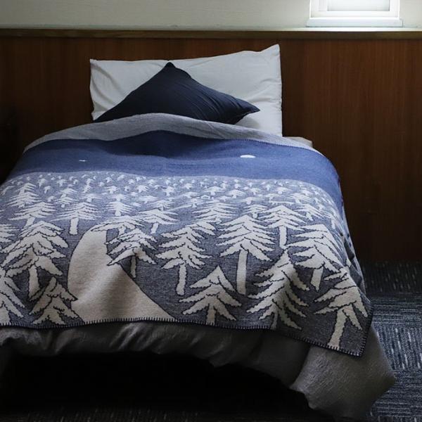 ウール ブランケット クリッパン HOUSE IN THE FOREST  ネイビー  シングル 1...