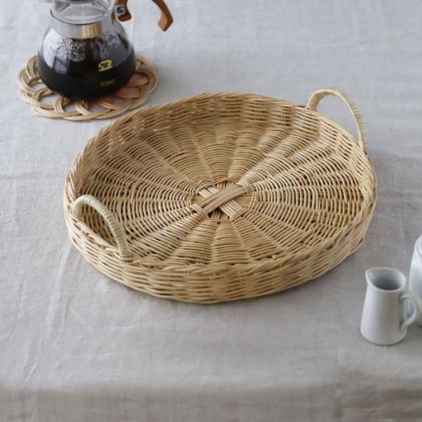 moily モイリー かご ラウンドトレイ F 28cm 収納かご モイリー バスケット 籐 トレー