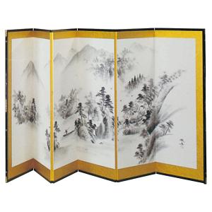 法人様限定 演漆 衝立 屏風 新紗 山水