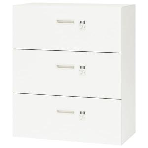 法人様限定 ナイキ（NAIKI） オフィス家具 書庫 CW-0911S-3DK-WW ダイヤル錠 ファイル引出し3段 下置用