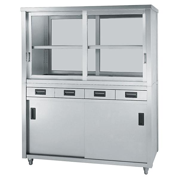 法人様限定 東製作所 厨房機器 棚 食器戸棚 両面引出し付両面引違上段ガラス戸 ACSWOシリーズ