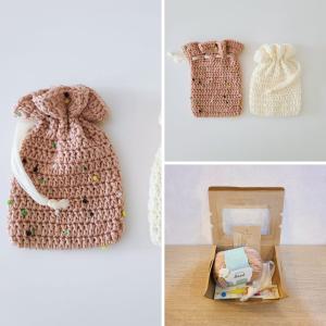 編み物 キット hus: やわらかラムseedの巾着（編み図付き）｜husyshop