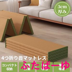 4つ折り畳マットレス 畳 厚さ3cm 天然ココナッツパーム マットレス 畳 折りたたみ シングル 敷くだけ 敷布団 収納 ごろ寝 昼寝 寝具 フローリング 畳マットレス
