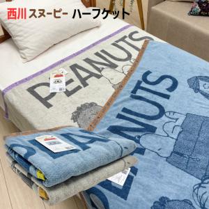 西川 タオルケット ハーフサイズ スヌーピー 綿100％ キャラクター 140×100cm ジュニア お昼寝 ブランケット SNOOPY FR76400601 PN6601BD｜ふとん館HAPPYHOME