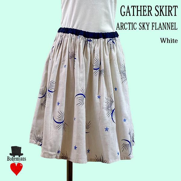 BOHEMIANS ボヘミアンズ GATHER SKIRT ARCTIC SKY FLANNEL ギ...