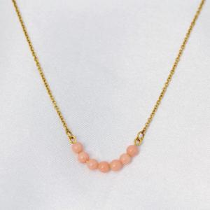 天然石 サンゴ 珊瑚 ステンレス デザイン ネックレス｜hwsj