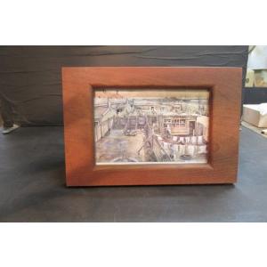 桜拭き漆くり抜き手作り額<SM> 木製 額縁SM オリジナル 一枚板 木を