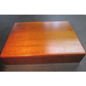 タモ玉杢一部木肌付きくり抜き拭き漆飾り箱 硯箱 木製 銘木 文箱 手許