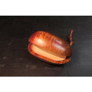 栃ちぢみ杢拭き漆あけびくり抜き珍味盛器　銘木　木製漆器　木の器　彫刻　木彫り　木製オブジェ　工芸　木...