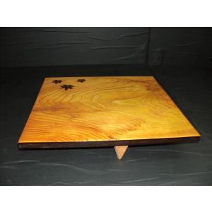 縞黒檀一枚板杢板拭き漆飾り台：b 木製 飾り台 脚付き 一枚板 木製