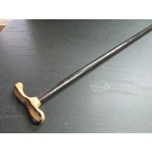 スネークウッドL字型黒檀ステッキ（杖） 18金（ゴールド）リング