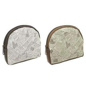 合皮 アーチ形ポーチ 地図柄の商品画像