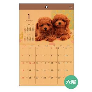 カレンダー 2026 壁掛け B4クラフト イヌ写真