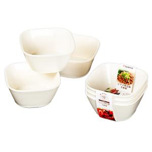 レンジ角豆鉢 3P 白
