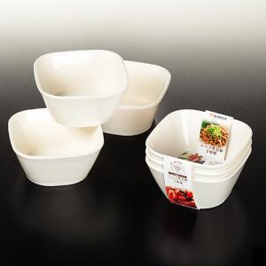 レンジ角豆鉢 3P 白の詳細画像1