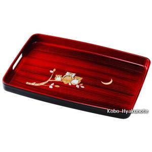 お盆 尺4 隅切長手盆 黒天朱SL ノンスリップ加工 ABS樹脂 f8-39-3