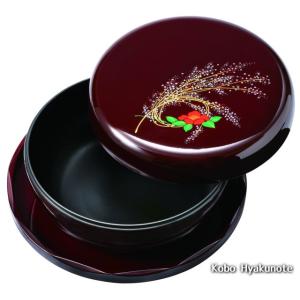 7.0丸盆付菓子器 溜 雪小町（金蒔絵）｜hyakunote